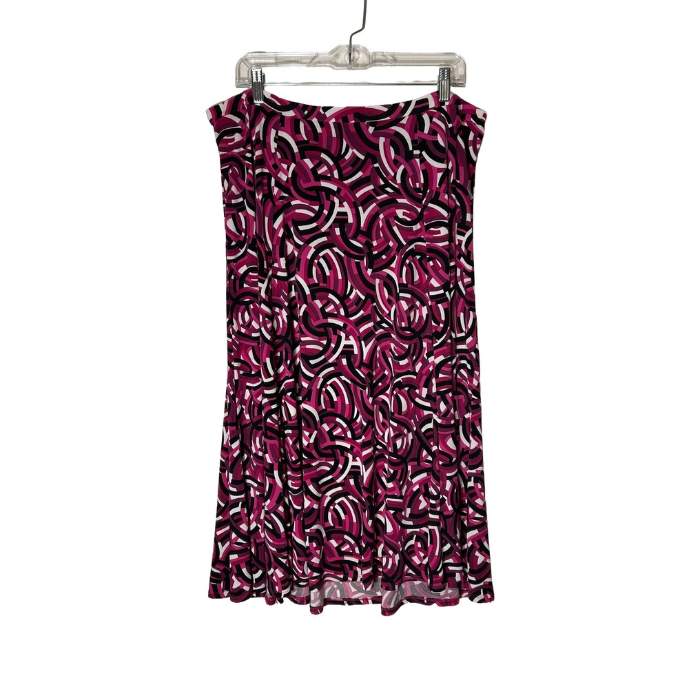JMS‎ Easy Dressing Women's A line Stretch Midi Skirt Pink Black White Size XL